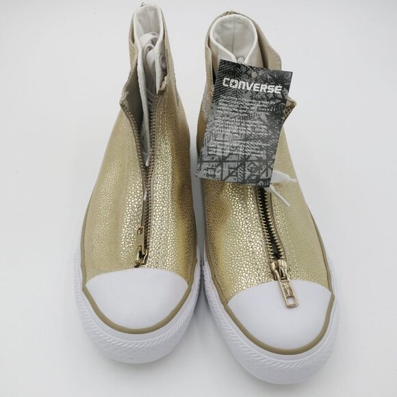 Converse CTAS Classic Shroud Hi Gold Metallic Pebble Grain Leather 9M NIB - Picture 2 of 16